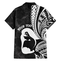 Mother's Day Family Matching Long Sleeve Bodycon Dress and Hawaiian Shirt Polynesia Vintage Hibiscus - Black