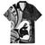 Mother's Day Family Matching Off Shoulder Short Dress and Hawaiian Shirt Polynesia Vintage Hibiscus - Black