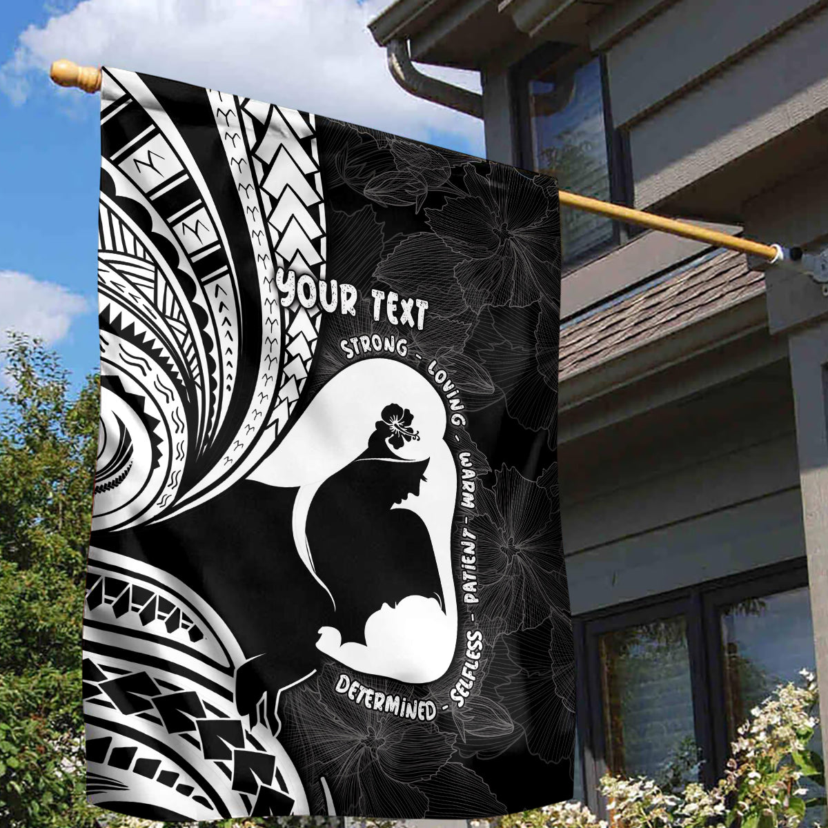 Mother's Day Garden Flag Polynesia Vintage Hibiscus - Black LT7 - Polynesian Pride