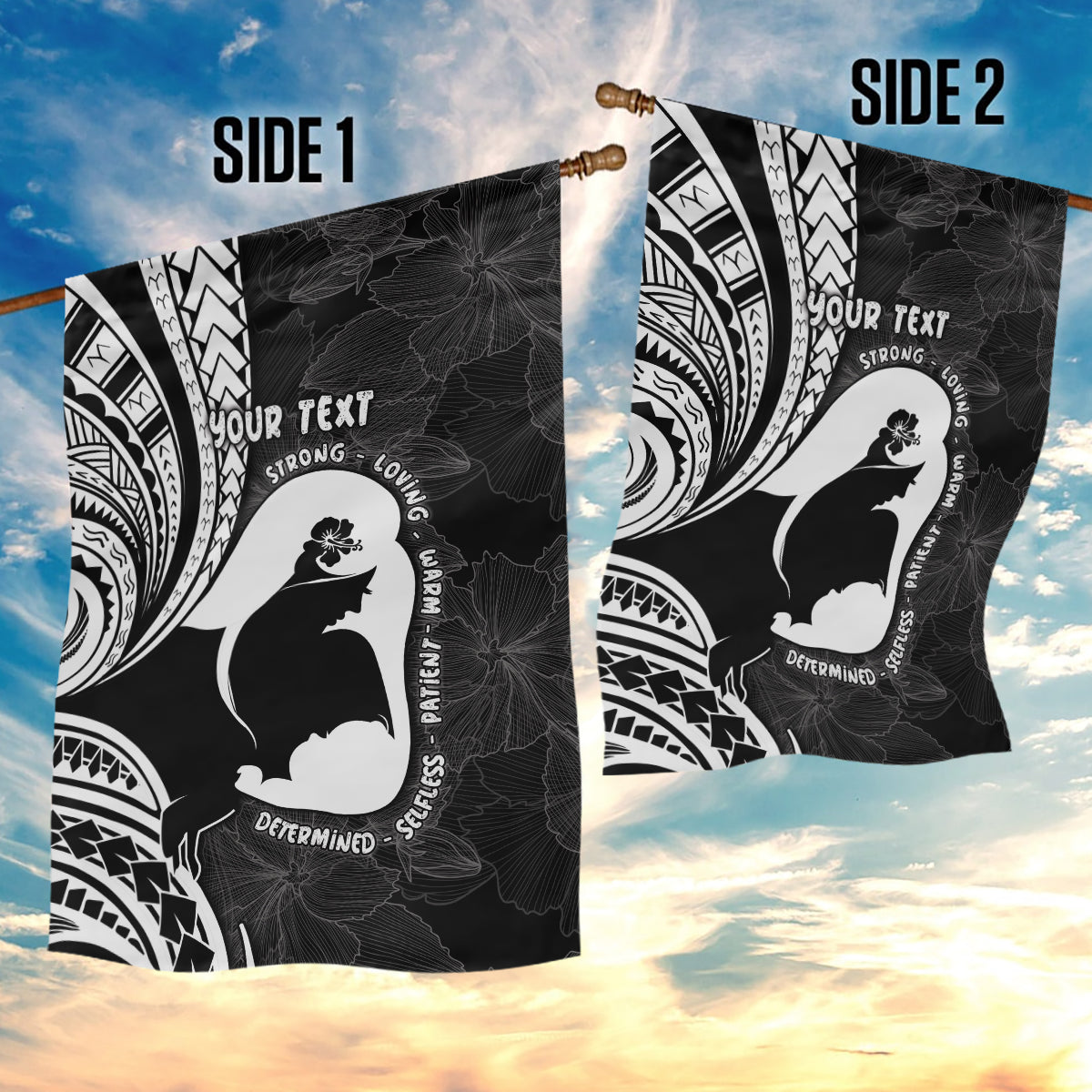 Mother's Day Garden Flag Polynesia Vintage Hibiscus - Black LT7 - Polynesian Pride