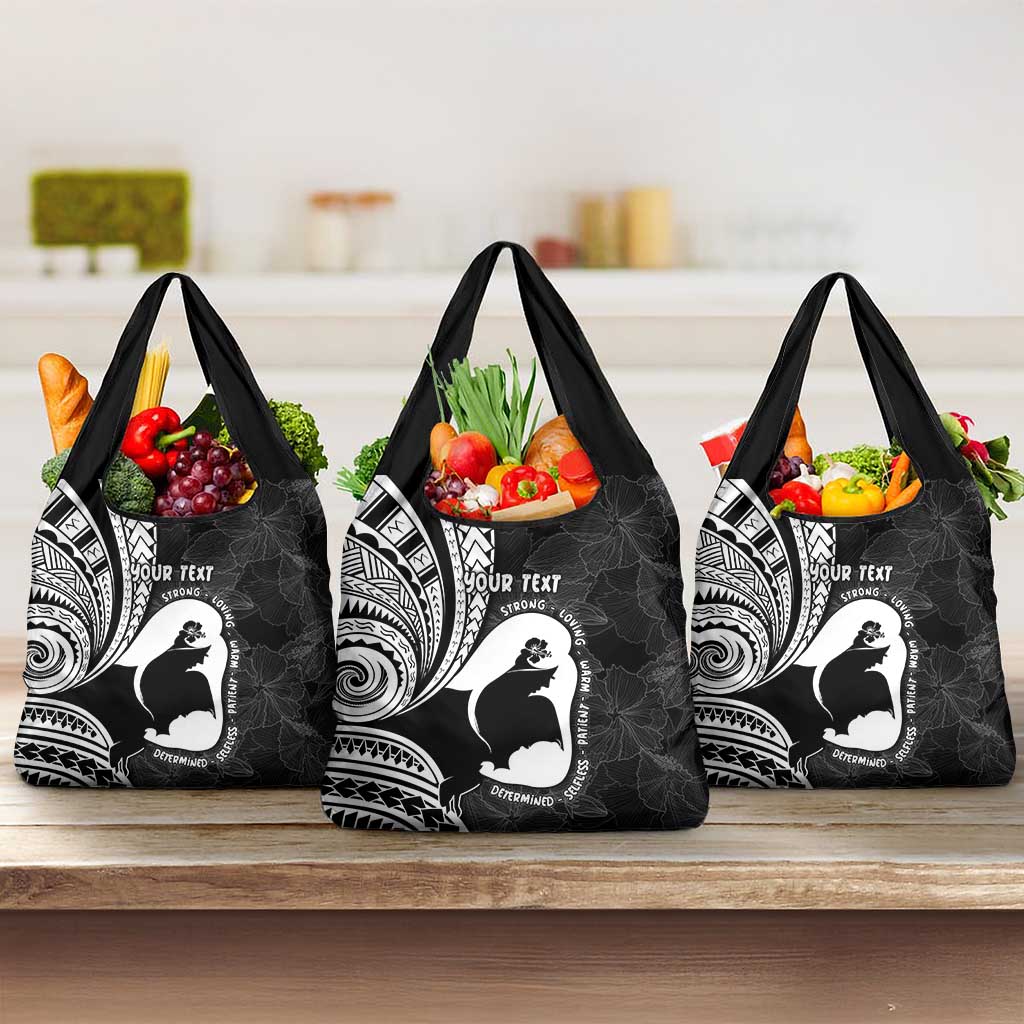 Mother's Day Grocery Bag Polynesia Vintage Hibiscus - Black LT7 3-pack One Size Black - Polynesian Pride
