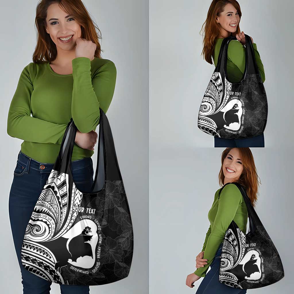 Mother's Day Grocery Bag Polynesia Vintage Hibiscus - Black LT7 - Polynesian Pride