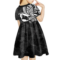 Mother's Day Kid Short Sleeve Dress Polynesia Vintage Hibiscus - Black LT7 - Polynesian Pride