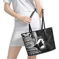 Mother's Day Leather Tote Bag Polynesia Vintage Hibiscus - Black LT7 - Polynesian Pride