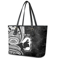 Mother's Day Leather Tote Bag Polynesia Vintage Hibiscus - Black LT7 - Polynesian Pride