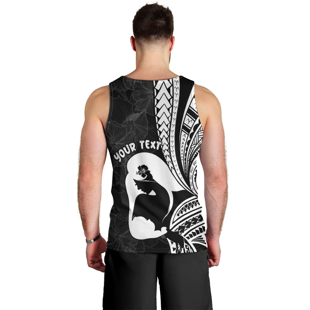 Mother's Day Men Tank Top Polynesia Vintage Hibiscus - Black LT7 - Polynesian Pride
