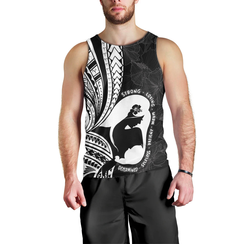 Mother's Day Men Tank Top Polynesia Vintage Hibiscus - Black LT7 - Polynesian Pride