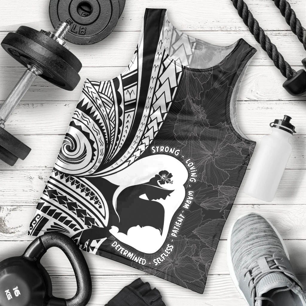 Mother's Day Men Tank Top Polynesia Vintage Hibiscus - Black LT7 - Polynesian Pride