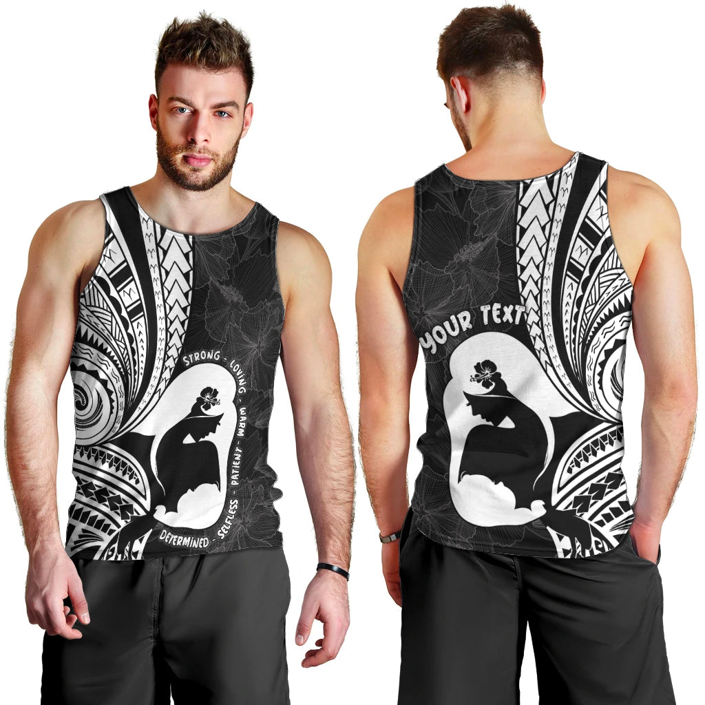 Mother's Day Men Tank Top Polynesia Vintage Hibiscus - Black LT7 - Polynesian Pride