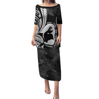 Mother's Day Puletasi Polynesia Vintage Hibiscus - Black LT7 Long Dress Black - Polynesian Pride