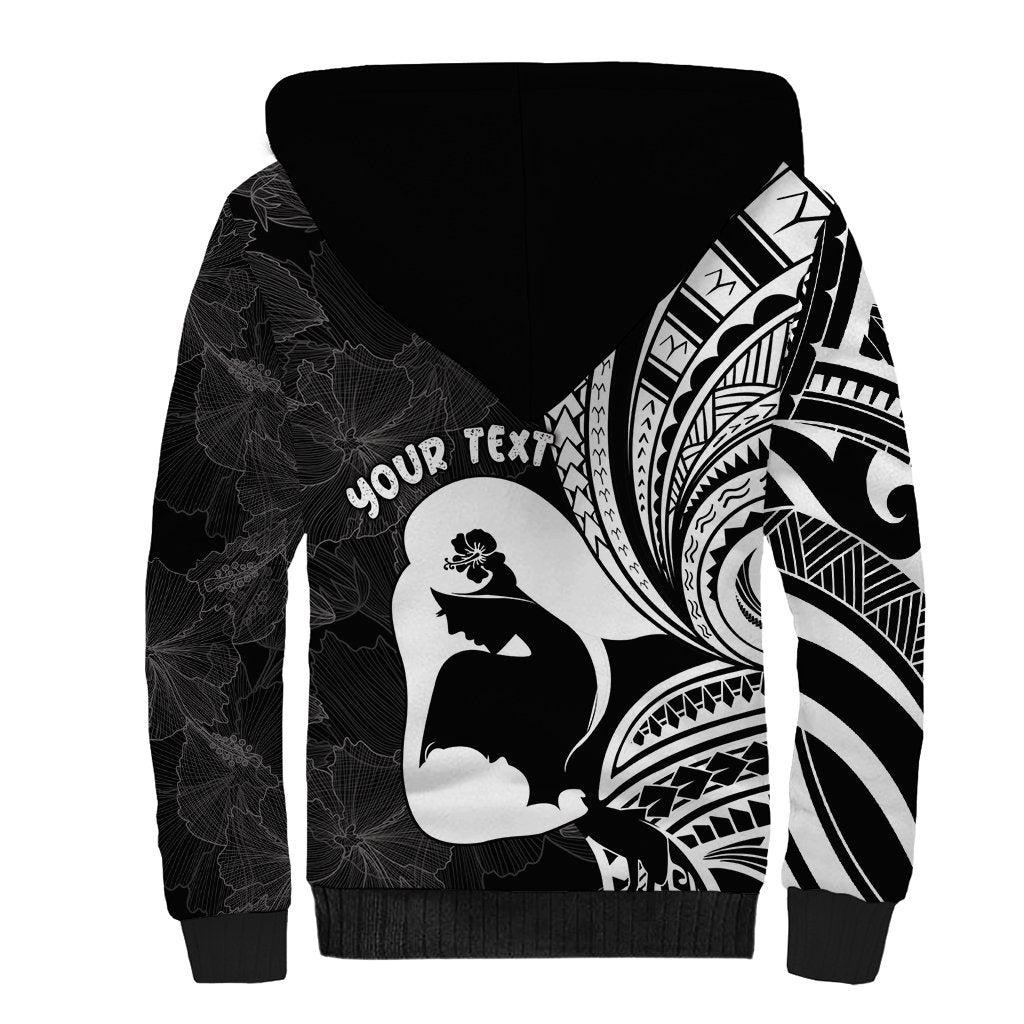 Mother's Day Sherpa Hoodie Polynesia Vintage Hibiscus - Black LT7 - Polynesian Pride