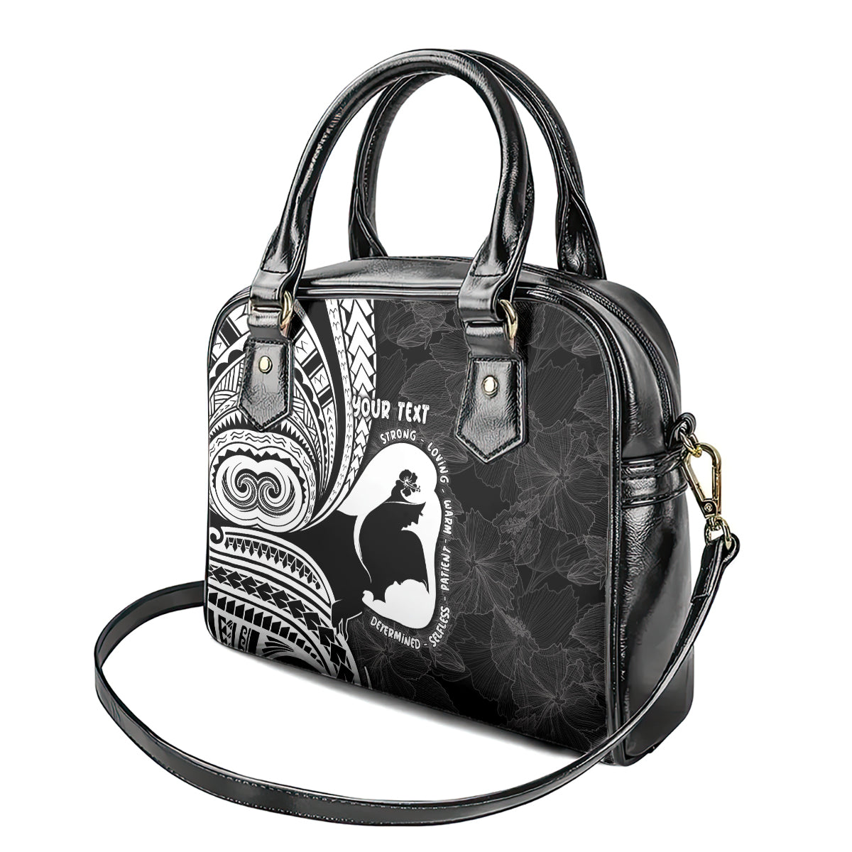 Mother's Day Shoulder Handbag Polynesia Vintage Hibiscus - Black LT7 - Polynesian Pride