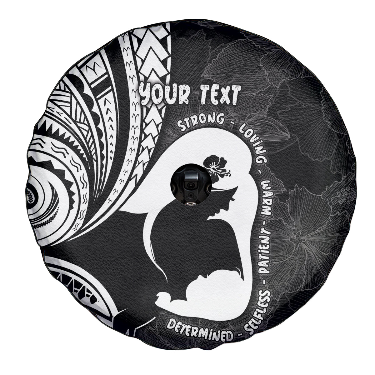 Mother's Day Spare Tire Cover Polynesia Vintage Hibiscus - Black LT7 - Polynesian Pride