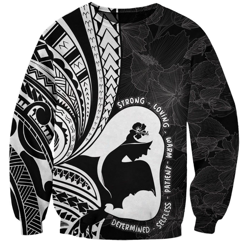 Mother's Day Sweatshirt Polynesia Vintage Hibiscus - Black LT7 Unisex Black - Polynesian Pride