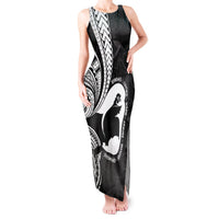 Mother's Day Tank Maxi Dress Polynesia Vintage Hibiscus - Black LT7 Women Black - Polynesian Pride