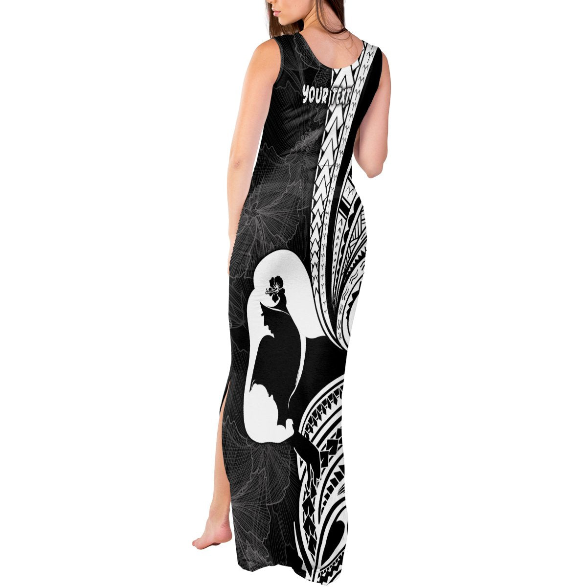 Mother's Day Tank Maxi Dress Polynesia Vintage Hibiscus - Black LT7 - Polynesian Pride