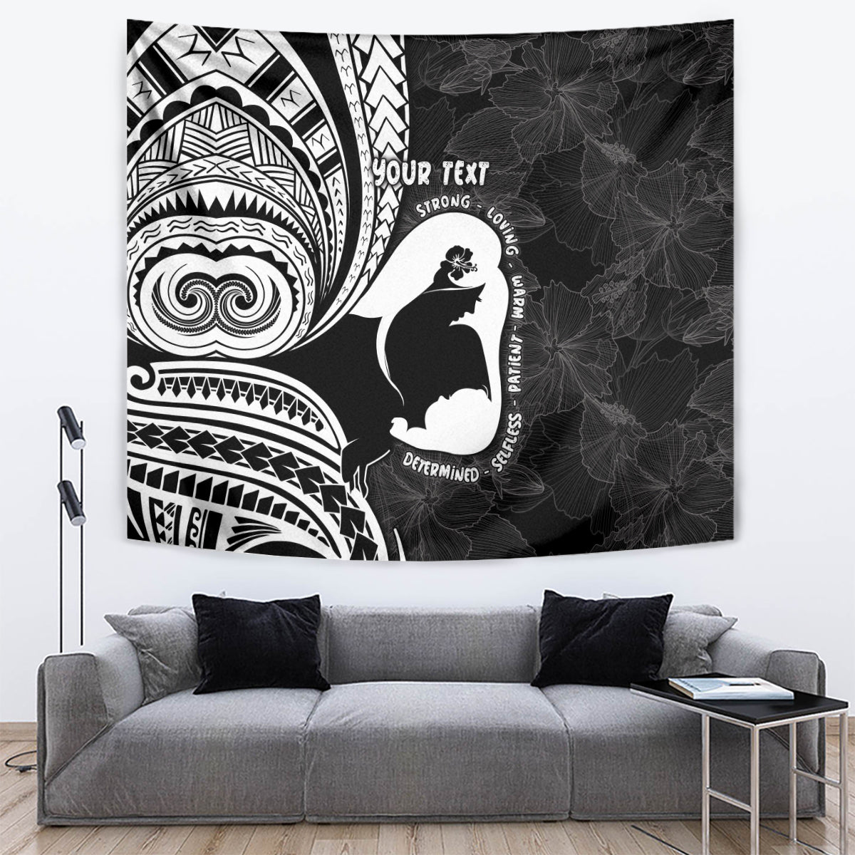 Mother's Day Tapestry Polynesia Vintage Hibiscus - Black LT7 Black - Polynesian Pride