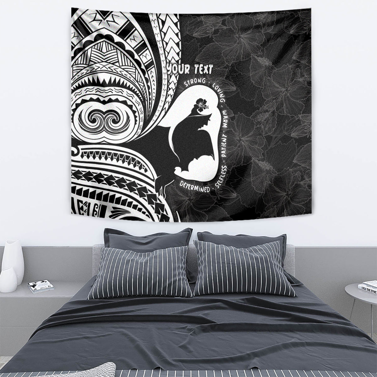 Mother's Day Tapestry Polynesia Vintage Hibiscus - Black LT7 - Polynesian Pride