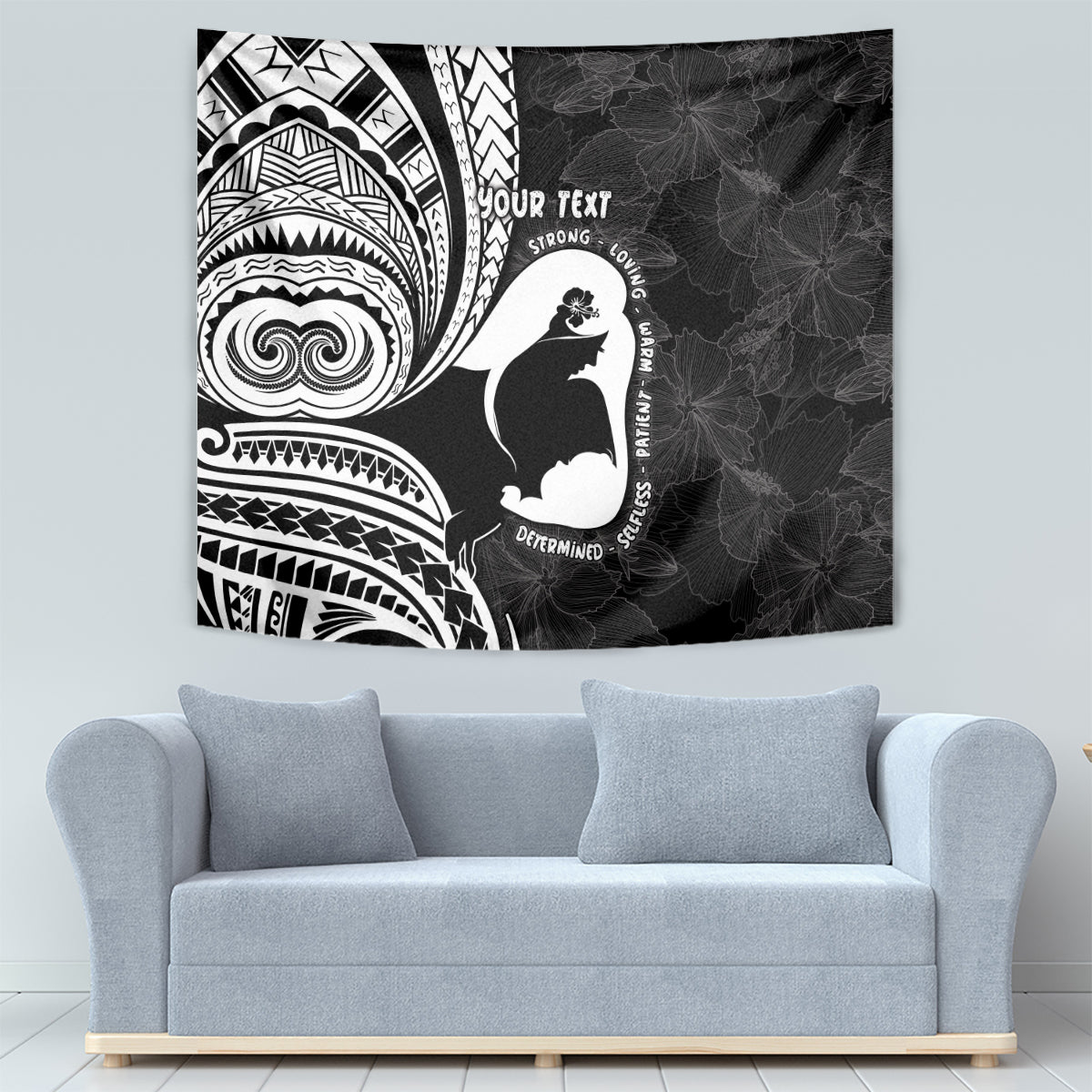 Mother's Day Tapestry Polynesia Vintage Hibiscus - Black LT7 - Polynesian Pride