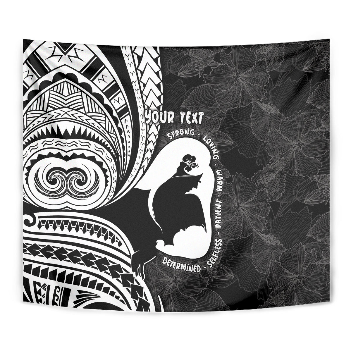 Mother's Day Tapestry Polynesia Vintage Hibiscus - Black LT7 - Polynesian Pride