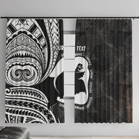 Mother's Day Window Curtain Polynesia Vintage Hibiscus - Black LT7 With Hooks Black - Polynesian Pride
