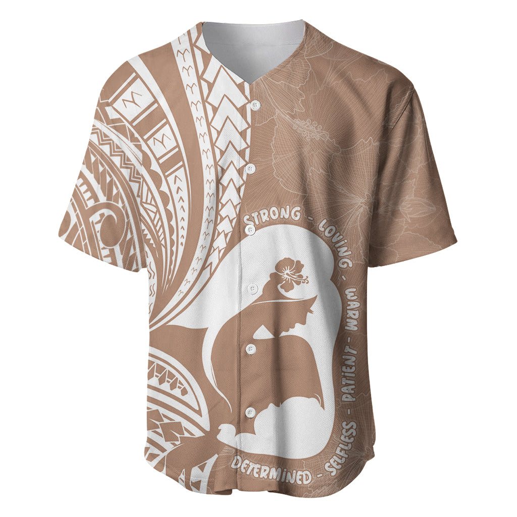 Mother's Day Baseball Jersey Polynesia Vintage Hibiscus - Brown