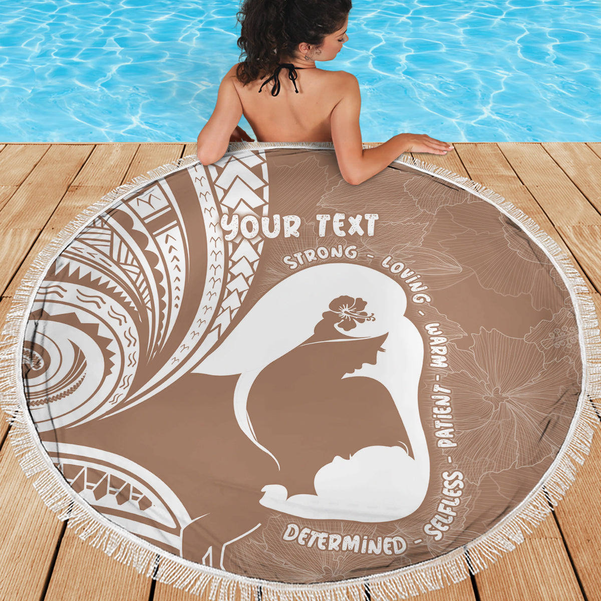 Mother's Day Beach Blanket Polynesia Vintage Hibiscus - Brown LT7 - Polynesian Pride