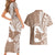 Mother's Day Couples Matching Short Sleeve Bodycon Dress and Hawaiian Shirt Polynesia Vintage Hibiscus - Brown