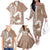 Mother's Day Family Matching Off The Shoulder Long Sleeve Dress and Hawaiian Shirt Polynesia Vintage Hibiscus - Brown