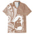 Mother's Day Family Matching Off Shoulder Short Dress and Hawaiian Shirt Polynesia Vintage Hibiscus - Brown