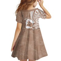 Mother's Day Family Matching Summer Maxi Dress and Hawaiian Shirt Polynesia Vintage Hibiscus - Brown