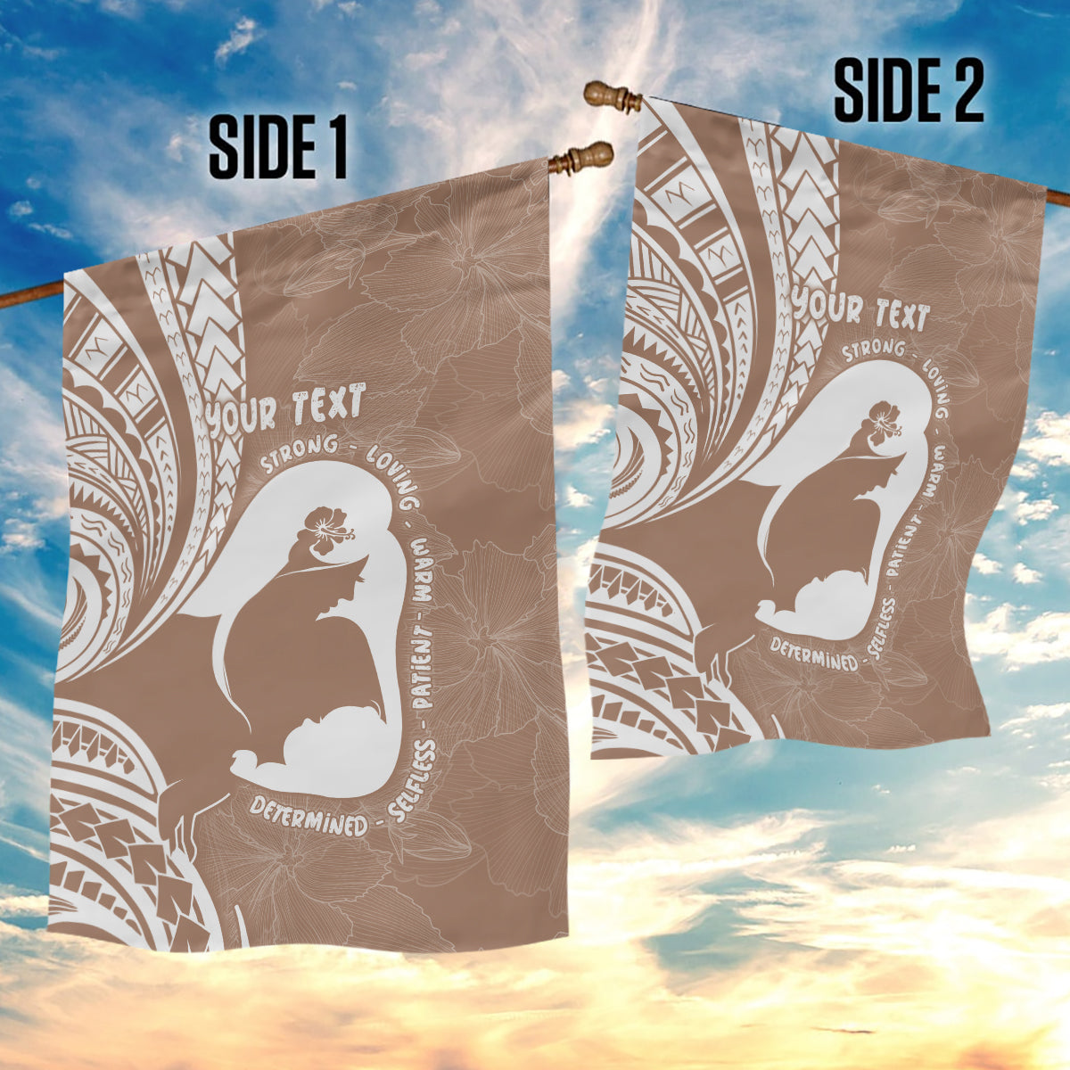 Mother's Day Garden Flag Polynesia Vintage Hibiscus - Brown LT7 - Polynesian Pride
