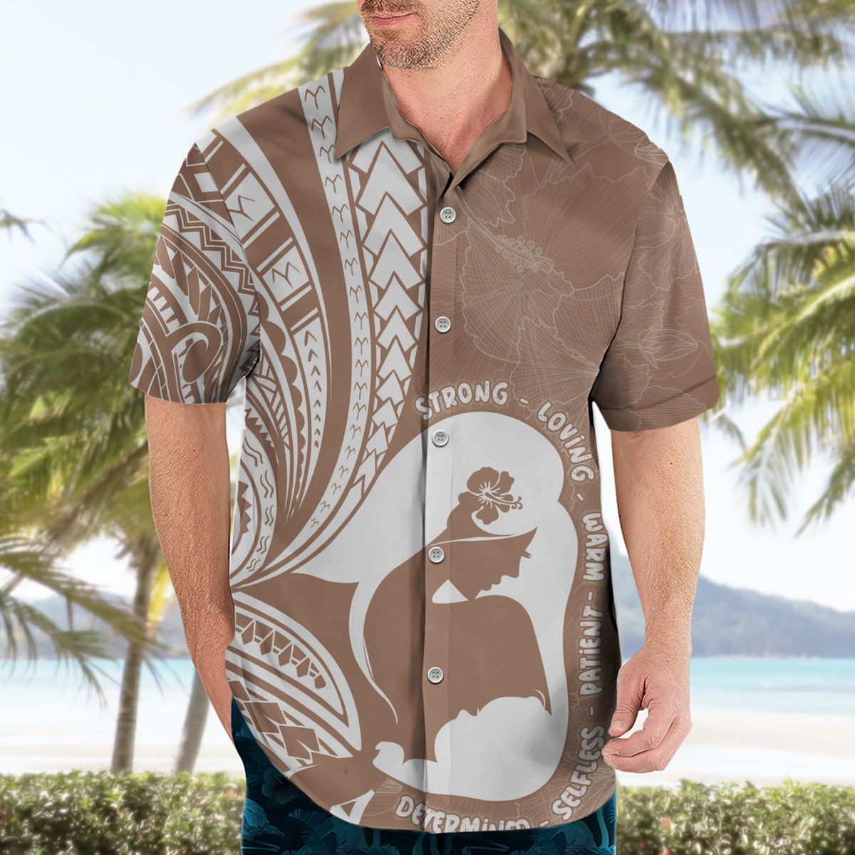 Mother's Day Hawaiian Shirt Polynesia Vintage Hibiscus - Brown