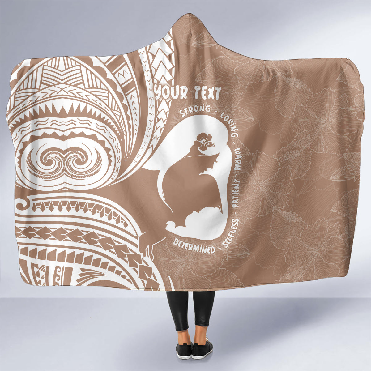 Mother's Day Hooded Blanket Polynesia Vintage Hibiscus - Brown LT7 - Polynesian Pride