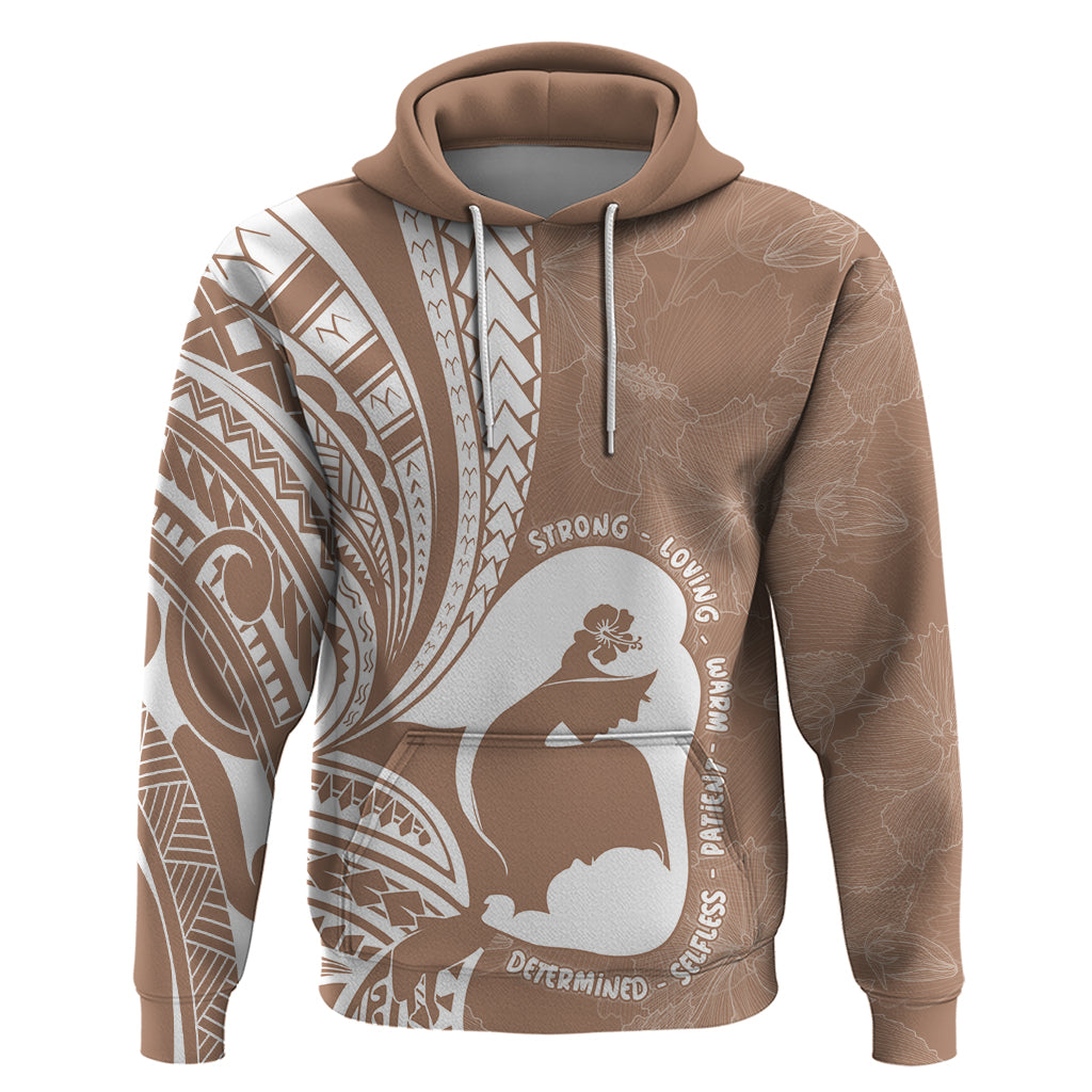 Mother's Day Hoodie Polynesia Vintage Hibiscus - Brown LT7 Pullover Hoodie Brown - Polynesian Pride
