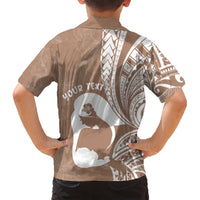 Mother's Day Kid Hawaiian Shirt Polynesia Vintage Hibiscus - Brown