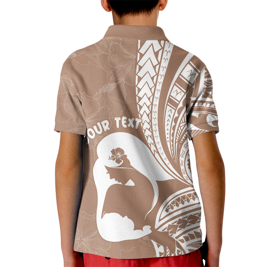 Mother's Day Kid Polo Shirt Polynesia Vintage Hibiscus - Brown