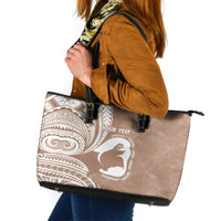 Mother's Day Leather Tote Bag Polynesia Vintage Hibiscus - Brown LT7 Brown - Polynesian Pride