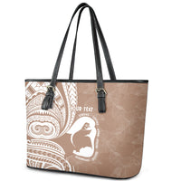 Mother's Day Leather Tote Bag Polynesia Vintage Hibiscus - Brown LT7 - Polynesian Pride