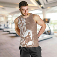 Mother's Day Men Tank Top Polynesia Vintage Hibiscus - Brown LT7 Brown - Polynesian Pride