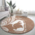 Mother's Day Round Carpet Polynesia Vintage Hibiscus - Brown