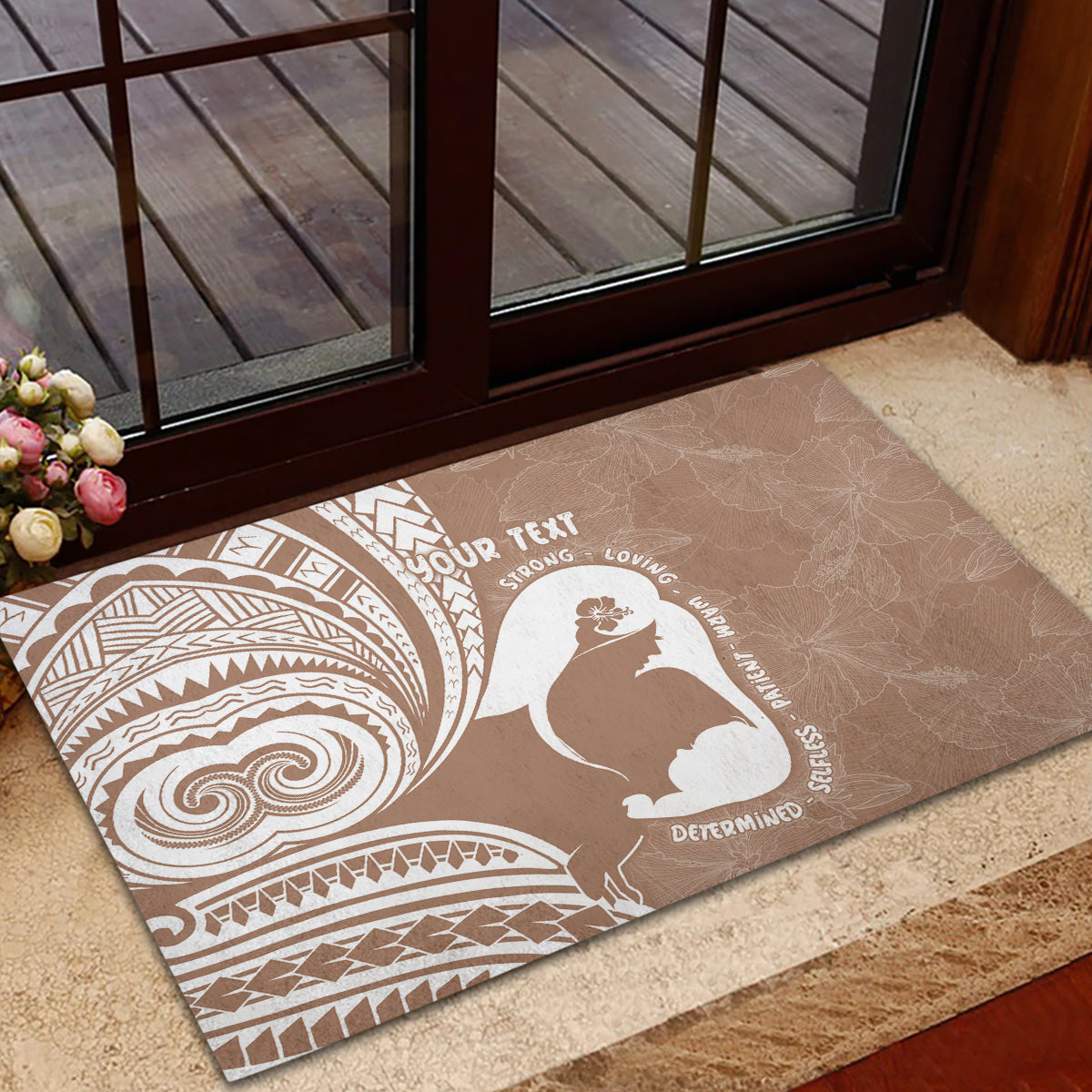 Mother's Day Rubber Doormat Polynesia Vintage Hibiscus - Brown LT7 - Polynesian Pride