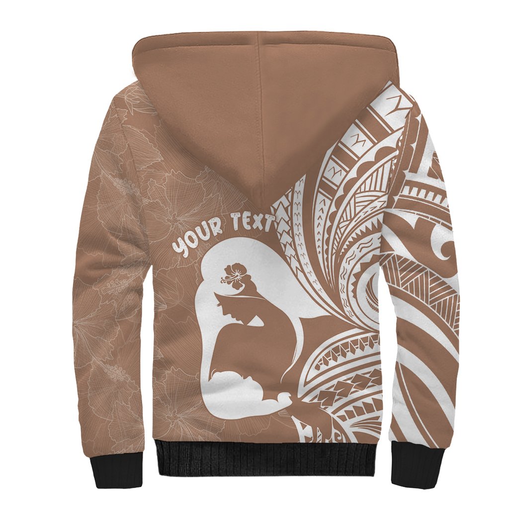 Mother's Day Sherpa Hoodie Polynesia Vintage Hibiscus - Brown LT7 - Polynesian Pride