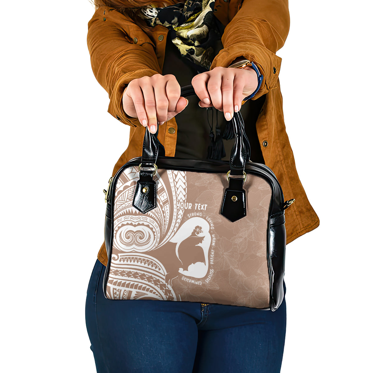 Mother's Day Shoulder Handbag Polynesia Vintage Hibiscus - Brown LT7 One Size Brown - Polynesian Pride