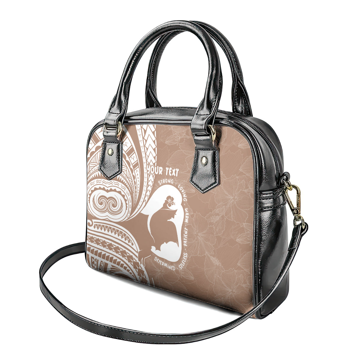 Mother's Day Shoulder Handbag Polynesia Vintage Hibiscus - Brown LT7 - Polynesian Pride