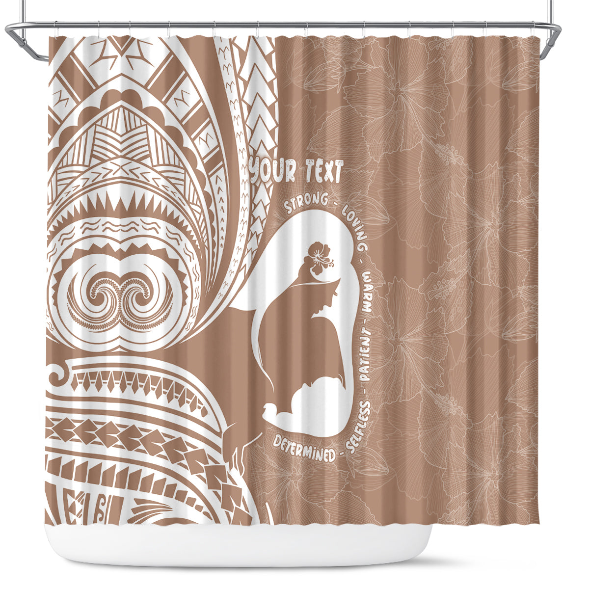 Mother's Day Shower Curtain Polynesia Vintage Hibiscus - Brown