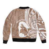 Mother's Day Sleeve Zip Bomber Jacket Polynesia Vintage Hibiscus - Brown LT7 - Polynesian Pride