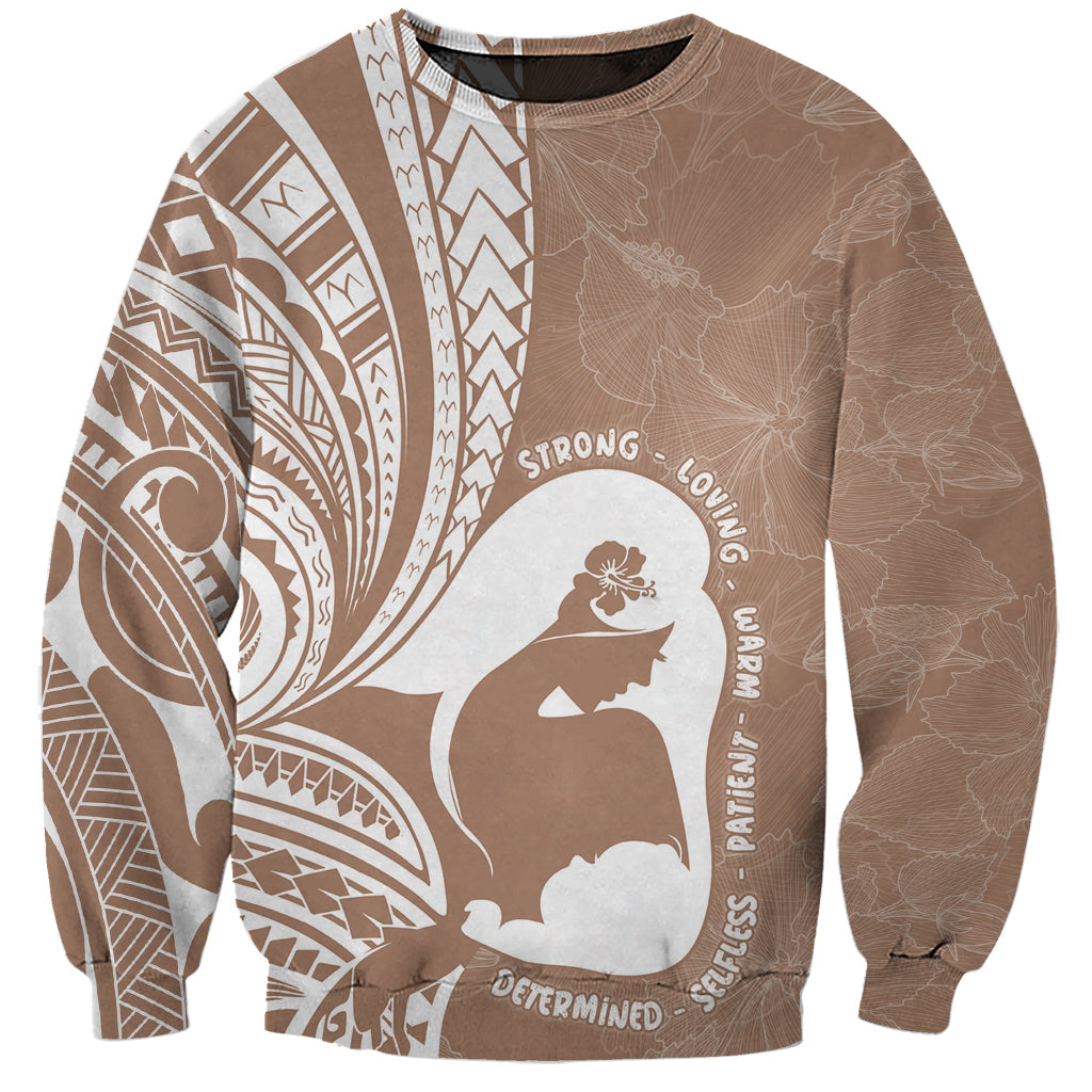 Mother's Day Sweatshirt Polynesia Vintage Hibiscus - Brown LT7 Unisex Brown - Polynesian Pride