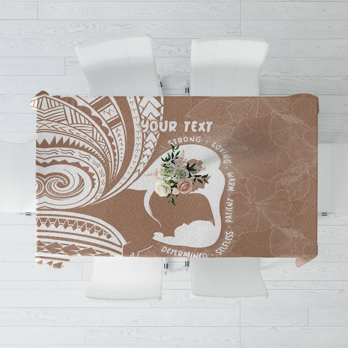 Mother's Day Tablecloth Polynesia Vintage Hibiscus - Brown LT7 Brown - Polynesian Pride