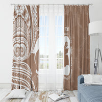 Mother's Day Window Curtain Polynesia Vintage Hibiscus - Brown LT7 - Polynesian Pride